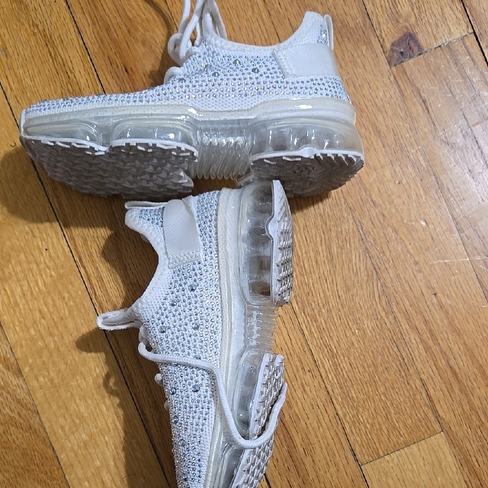 White Rhinestone Sneakers - Picture 2 of 4